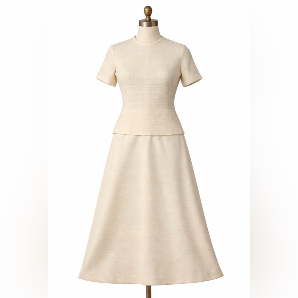 Vintage Kay Windsor Ivory Lace Maxi Dress Size 4
